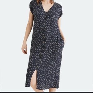 Madewell Navy easy midi spring fling Floral Dress